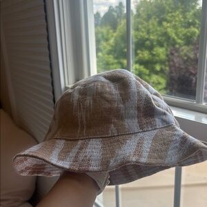 Tan and White Bucket Hat